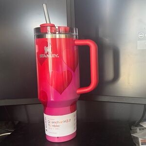 NIB Stanley Vibrant Red and Pink Tumbler with Straw Valentine edition